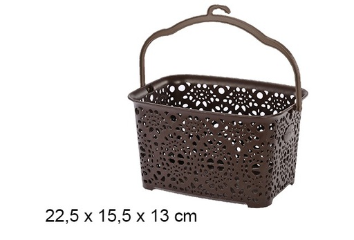 [101639] Brown plastic basket for clothespins