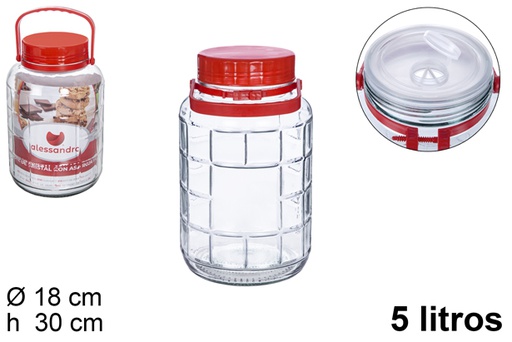 [101652] Glass jar with red handle 5 l.