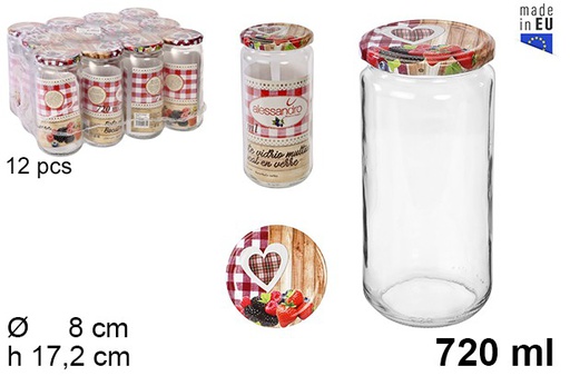 [101681] Glass jar with fruit lid 720 ml