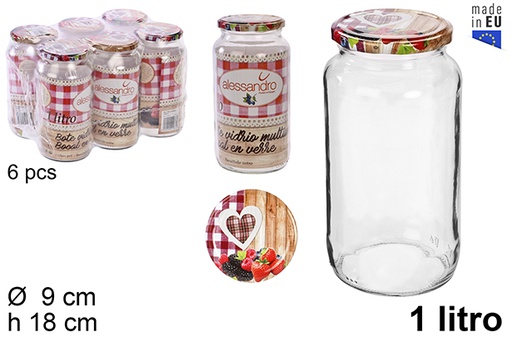 [101683] Glass jar with fruit lid 1 l.