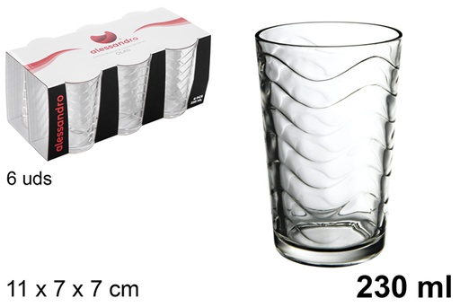 [101687] Pack 6 vaso cristal agua Olas 230 ml