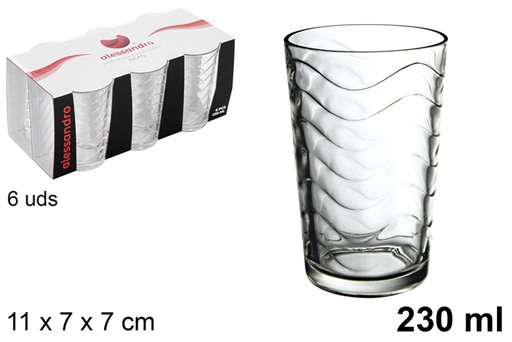 [101687] Pack 6 vasos cristal agua Olas 230 ml