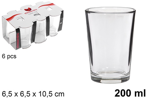[101690] Pack 6 vasos caña lisa 200 ml