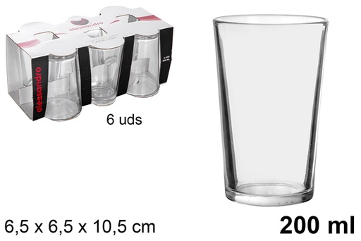 [101690] Pack 6 vasos caña lisa 200 ml