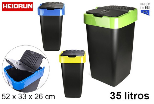 [101768] Poubelle en plastique avec couvercle basculant Heidrun 35 l.