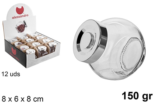 [101849] Bote cristal tapa plateada 150 gramos