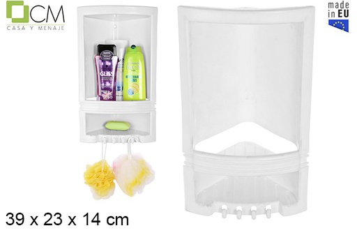 [101923] Mueble rinconera plástico ducha blanco 39x23x14 cm
