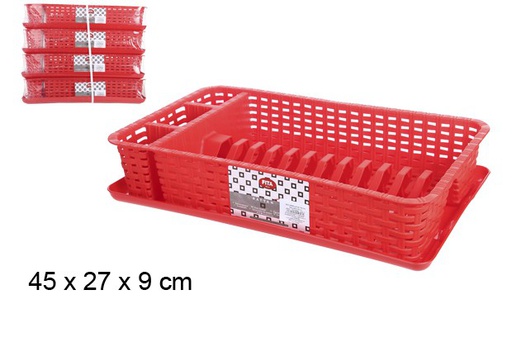 [101956] Escurreplatos ratan pequeño rojo 45x27 cm 