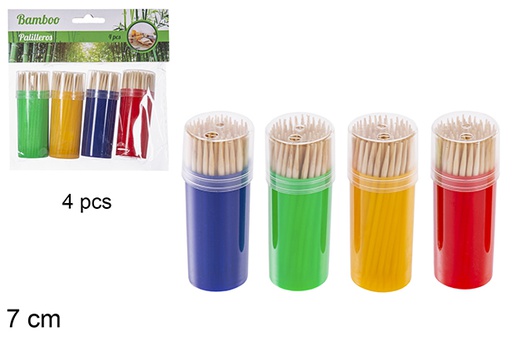 [102109] Pack 4 bamboo toothpick holders 7 cm