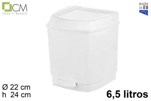 [102272] Pattumiera in plastica con pedale bianca 6,5 l.