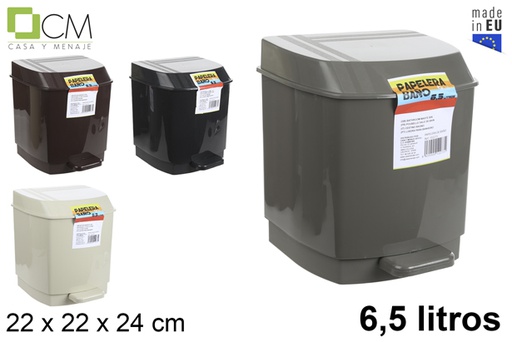 [102273] Papelera plástico baño con pedal colores nuevos 6,5 l.