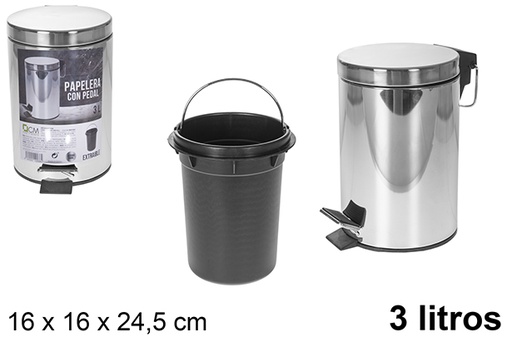 [102438] Stainless steel pedal bin 3 l.