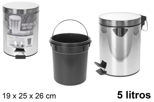 [102439] Caixa com pedal em aço inoxidável 5 l.