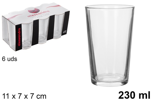 [102451] Pack 6 vasos caña lisa 230 ml