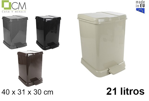 [102548] Papelera plástico baño con pedal colores nuevos 21 l.