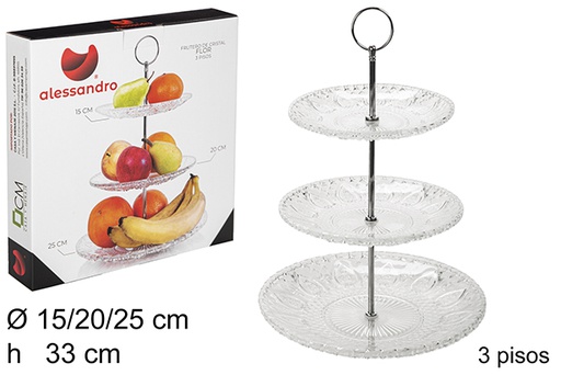 [102584] 3-story flower glass fruit bowl 15/20/25 cm