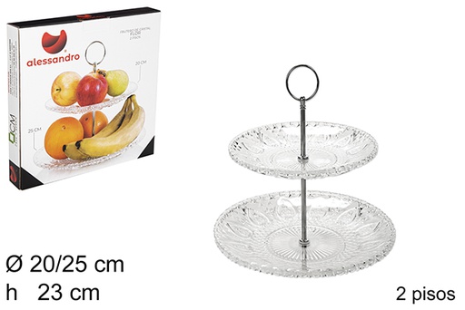 [102585] 2-story flower glass fruit bowl 20/25 cm