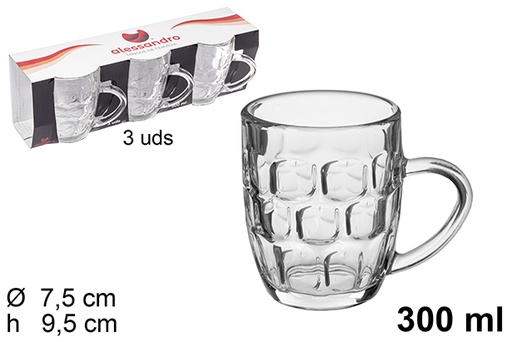 [102626] Pack 3 vasos cristal tanque de cerveza 300 ml