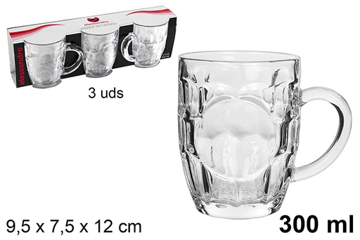 [102626] Pack 3 vasos cristal tanque de cerveza 300 ml