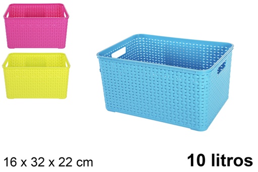 [102679] Rattan plastic basket Seville assorted colors 10 l.