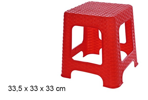 [102687] Red rattan plastic stool
