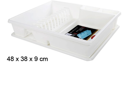[102703] White plastic dish drainer 48x38 cm