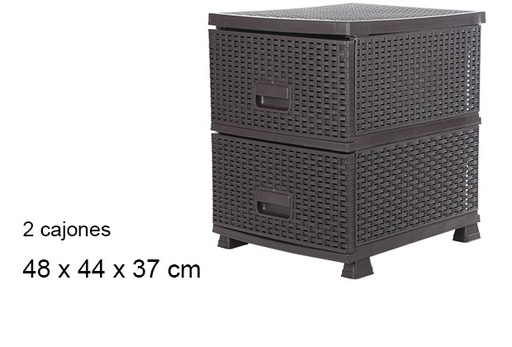 [102716] Cômoda de plástico rattan 2 gavetas wengue