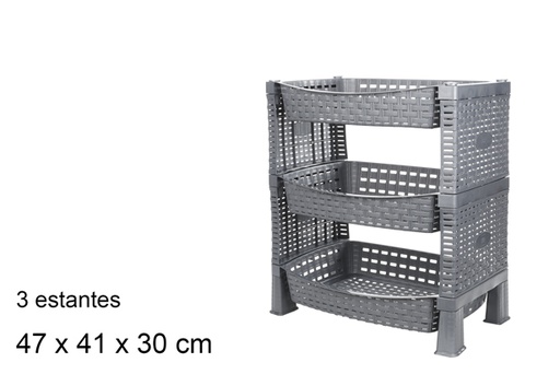 [102729] Gray 3-shelf rattan greengrocer