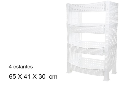 [102731] Verdureiro em rattan branco com 4 prateleiras