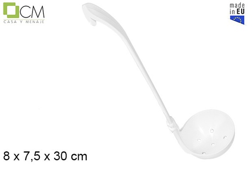 [102764] Cucharón saca aceitunas blanco con agujeros
