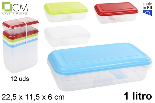 [102794] Contenitore per alimenti plastica rettangolare colori assortiti 1 l.