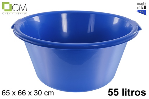 [102828] Bassine en plastique bleu extra fort 55 l.