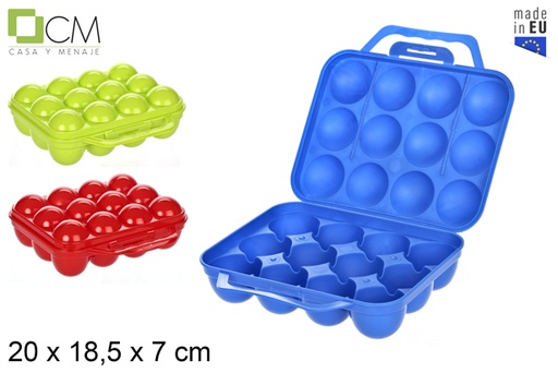 [102860] Plastic egg cup 12 eggs with handles assorted colors