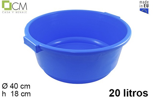 [103023] Round blue plastic basin with handle 20 l.