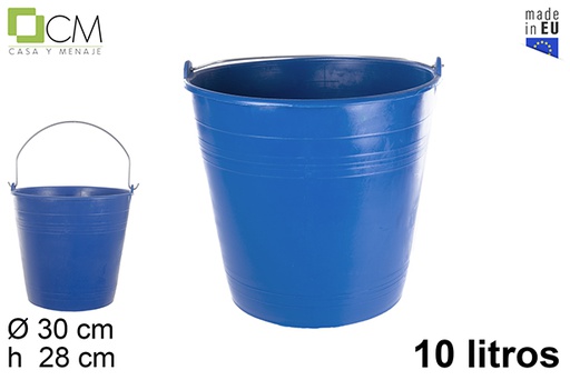 [103054] Blue polyethylene bucket with iron handle 10 l.