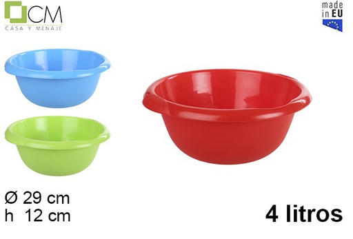 [103103] Round plastic basin assorted colors 4 l.