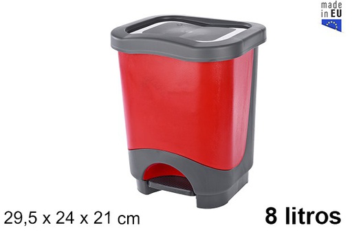 [103233] Pattumiera in plastica con coperchio rosso 8 l.