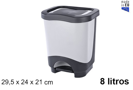 [103236] Grey plastic trash can with lid 8 l.