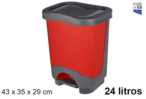 [103237] Papelera plástico con tapa roja 24 l.