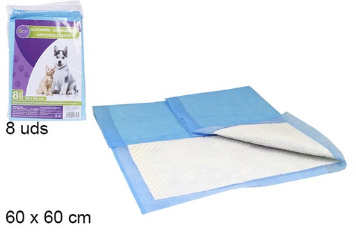 [103713] Pack 8 tapis absorbant antidérapant pour animaux de compagnie 60x60 cm