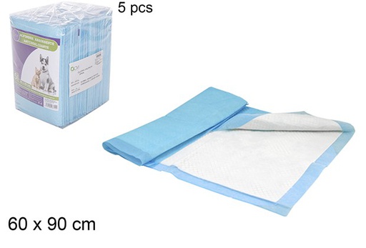[103715] Pack 5 tapis absorbant antidérapant pour animaux de compagnie 60x90 cm