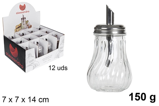 [104482] Glass sugar bowl with metal lid, 150 grams