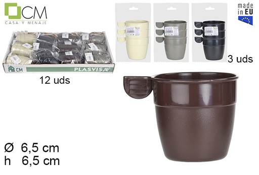 [104518] Pack 3 tasses à café/infusion en plastique réutilisables