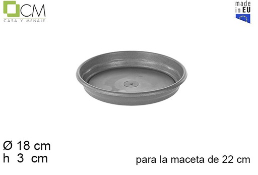 [104626] Plato maceta Elsa gris 22 cm