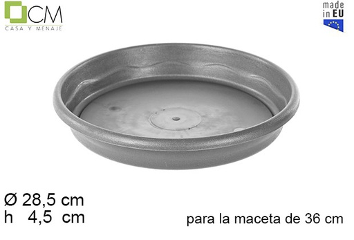 [104629] Plato maceta Elsa gris 36 cm