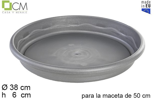 [104631] Assiette pot grise Elsa 50 cm